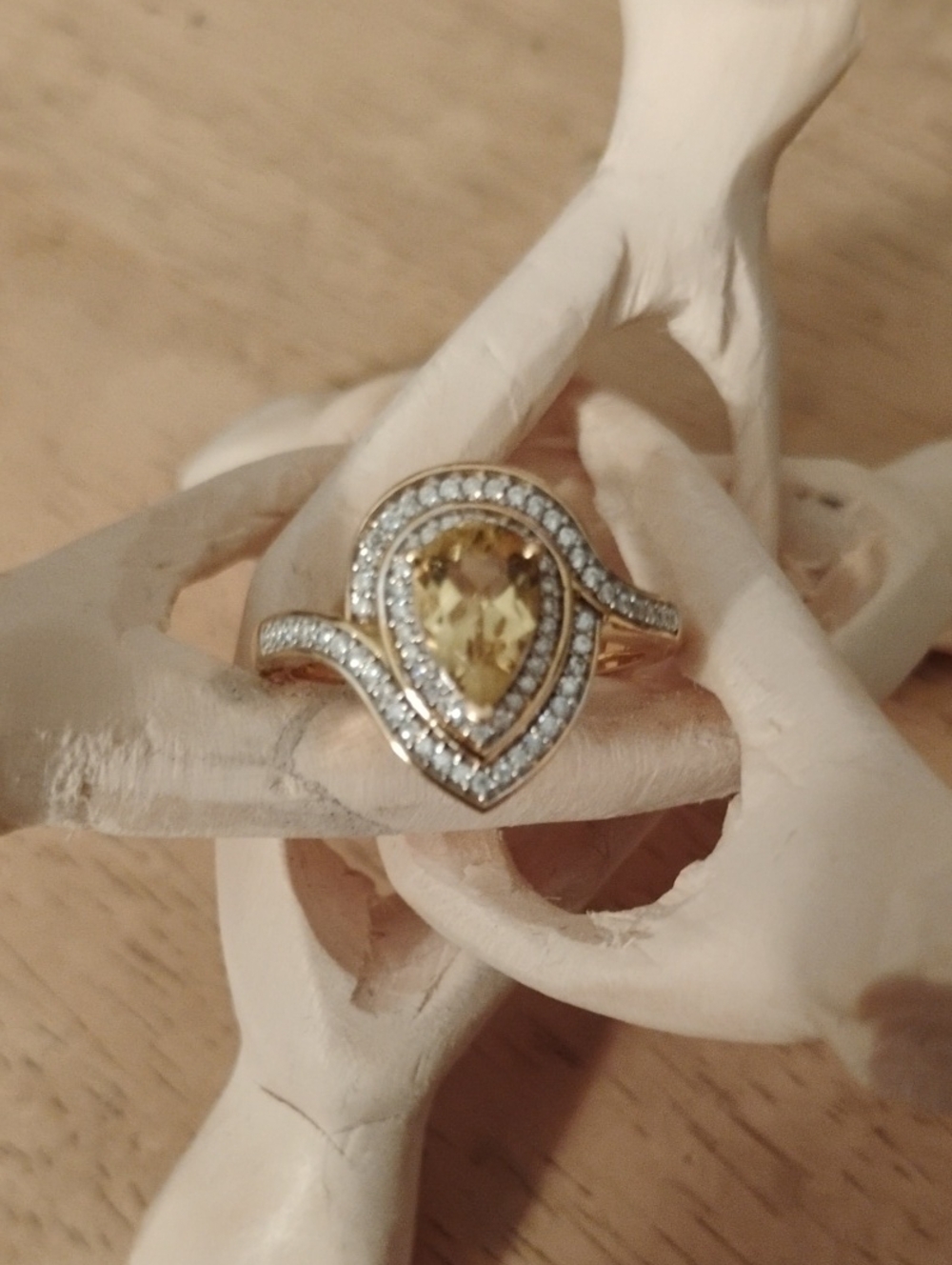 Brazilian Heliodor Moissanite Ring In 18k Vermeil Gold Over Sterling Silver Ring